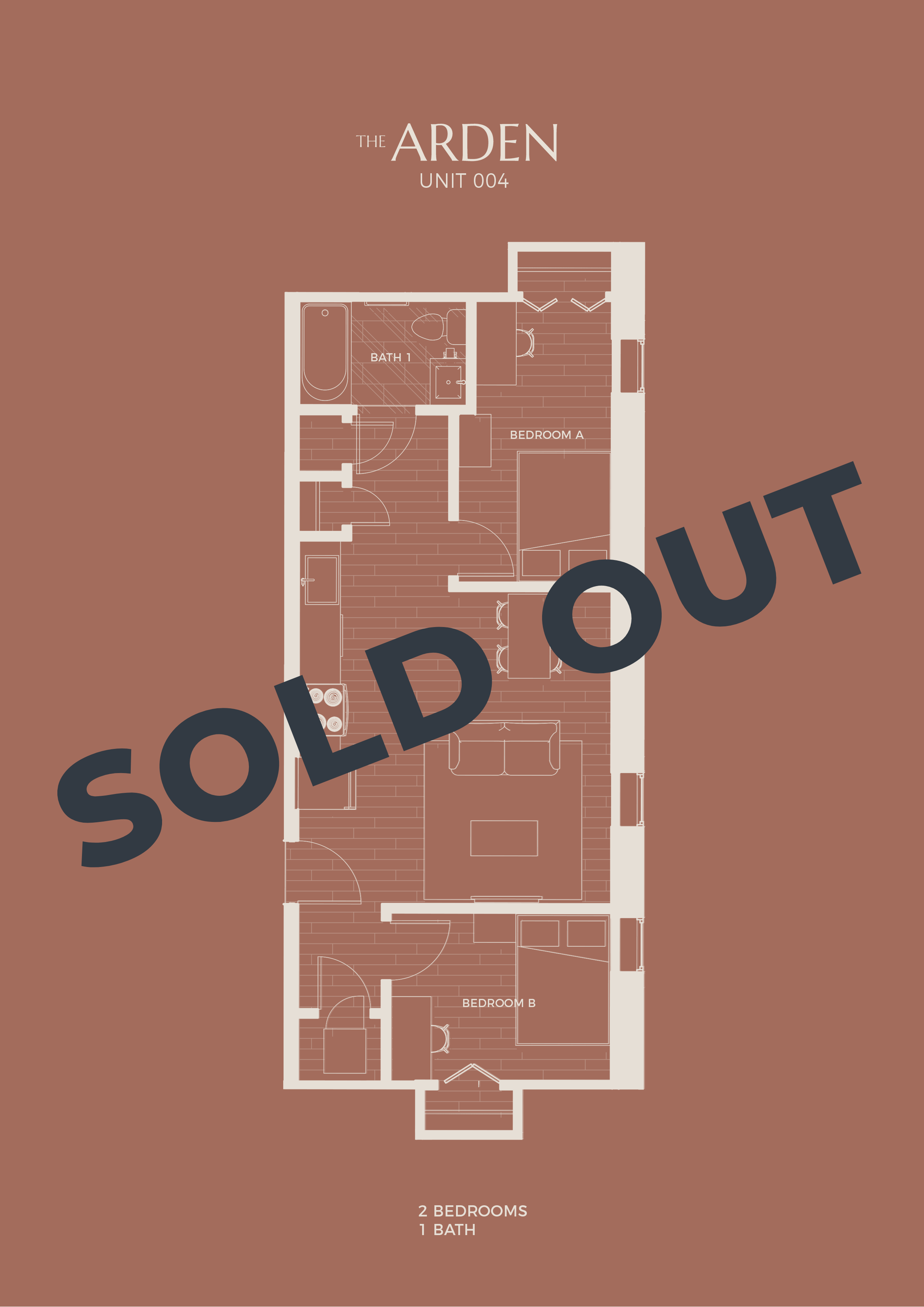 2 Bedroom x 1 Bath $1,749 - $1,899/month installment (pricing is per bedroom)