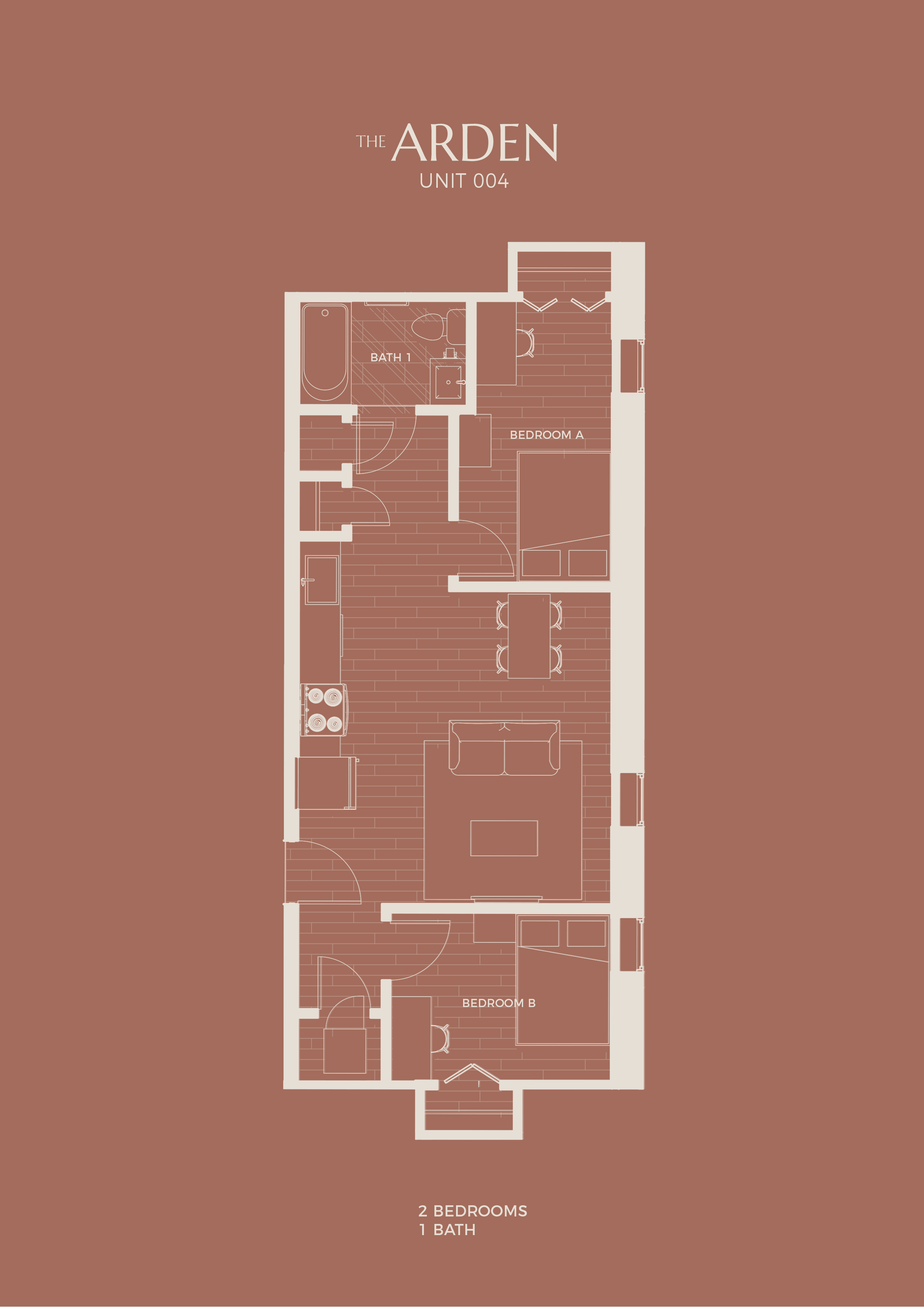 2 Bedroom x 1 Bath
$1799 - $1899/month installment
*Pricing is per bedroom