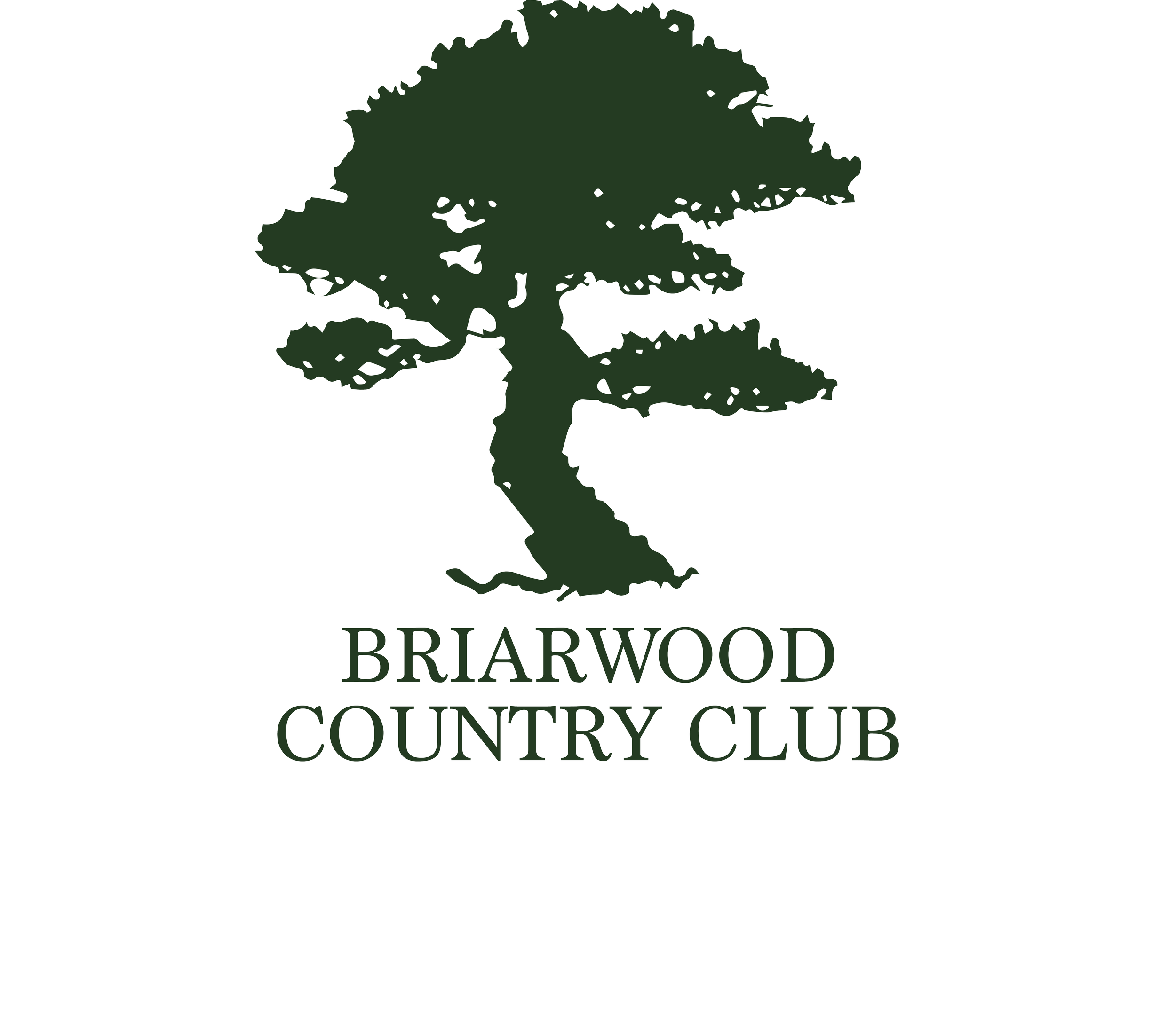 Logo of Briarwood Country Club featuring a stylized tree and the text Briarwood Country Club.