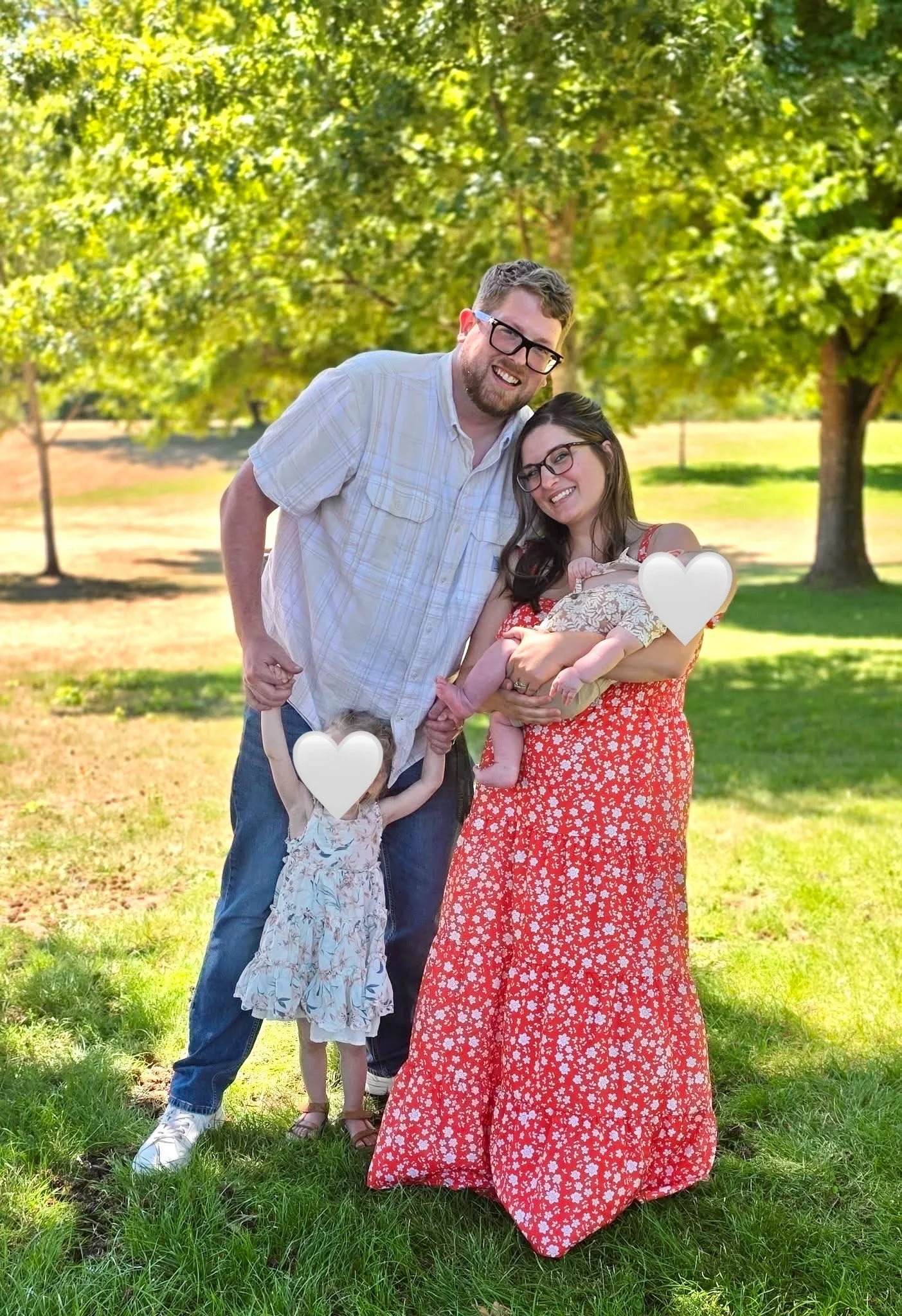 Emily Warren with her husband and two children in Central Oregon.