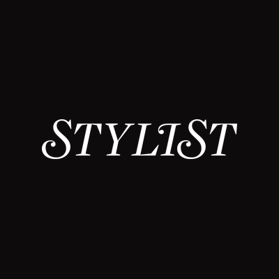Black background with the word 'STYLIST' in white, serif font centered