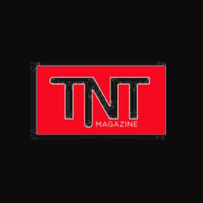 TNT Magazine logo with red background and black and white lettering
