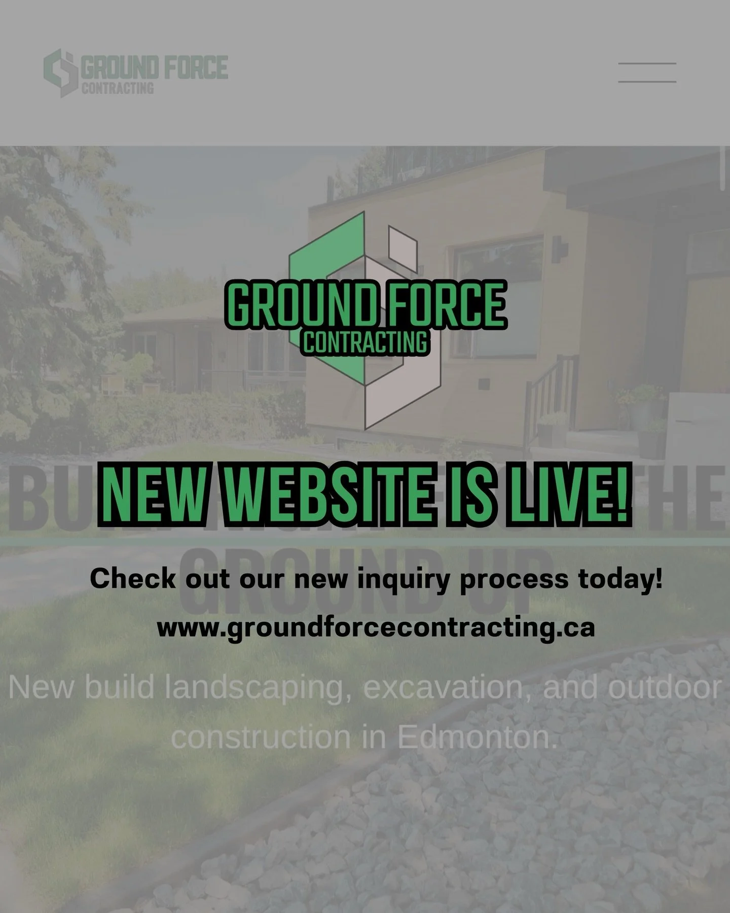 New website is live.

We&rsquo;ve streamlined our inquiry process to make things simple, clear, and efficient from the start.

If you&rsquo;ve got a project in mind let&rsquo;s get it moving.

www.groundforcecontracting.ca