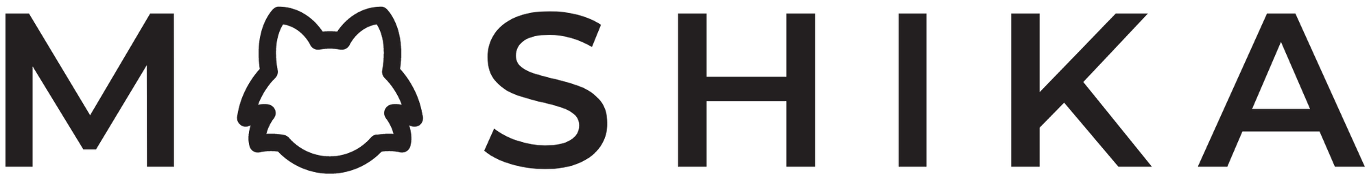 Logo displaying the brand name MOSHIKA with a stylized flower shape in place of the letter O.