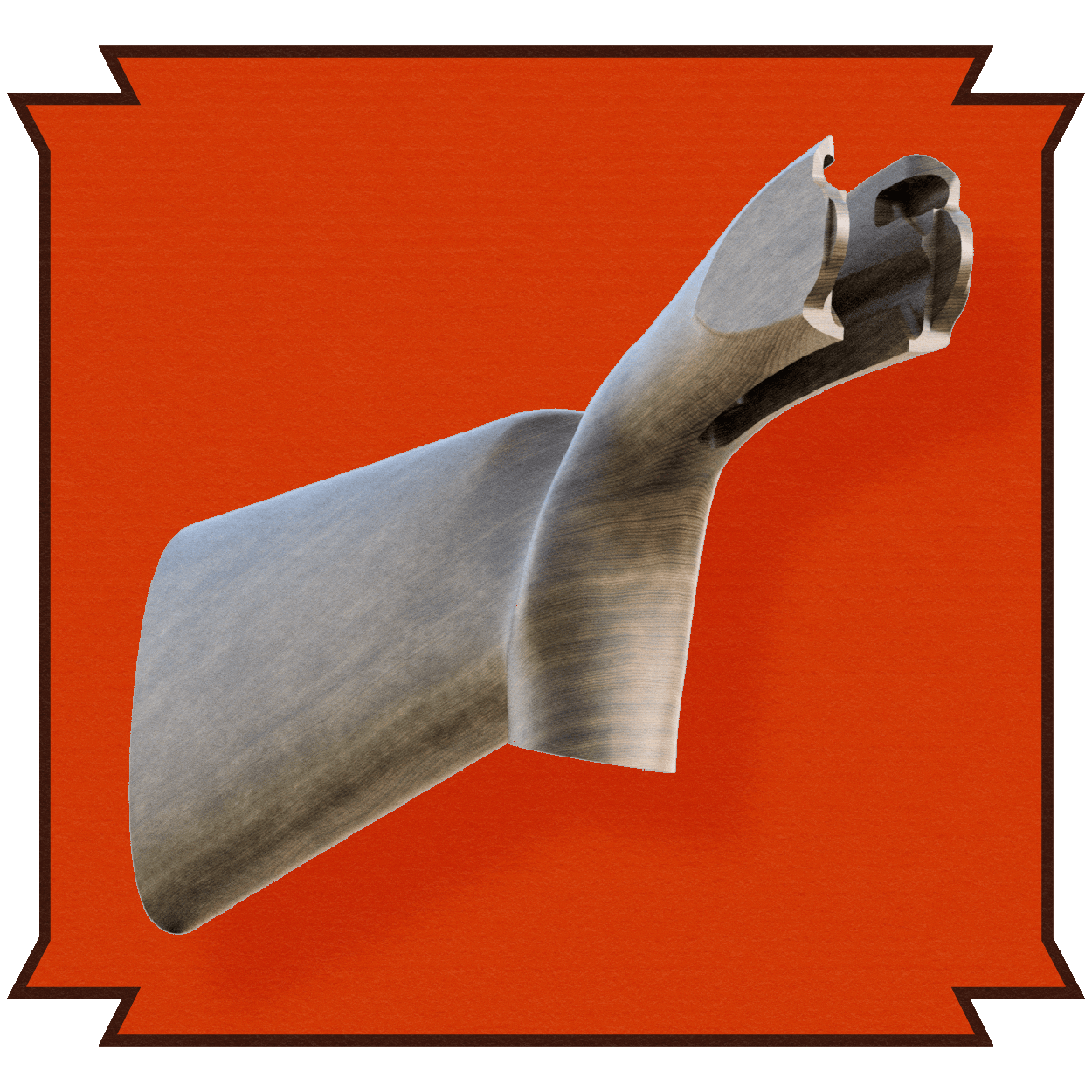 A photo frame GIF with four process visuals for custom shotgun stock making. The 1st visual is a CAD model of a stock, the 2nd is a CNC machine milling a stock out of a wood blank, and the 3rd and 4th visuals are detail shots of finished stocks.