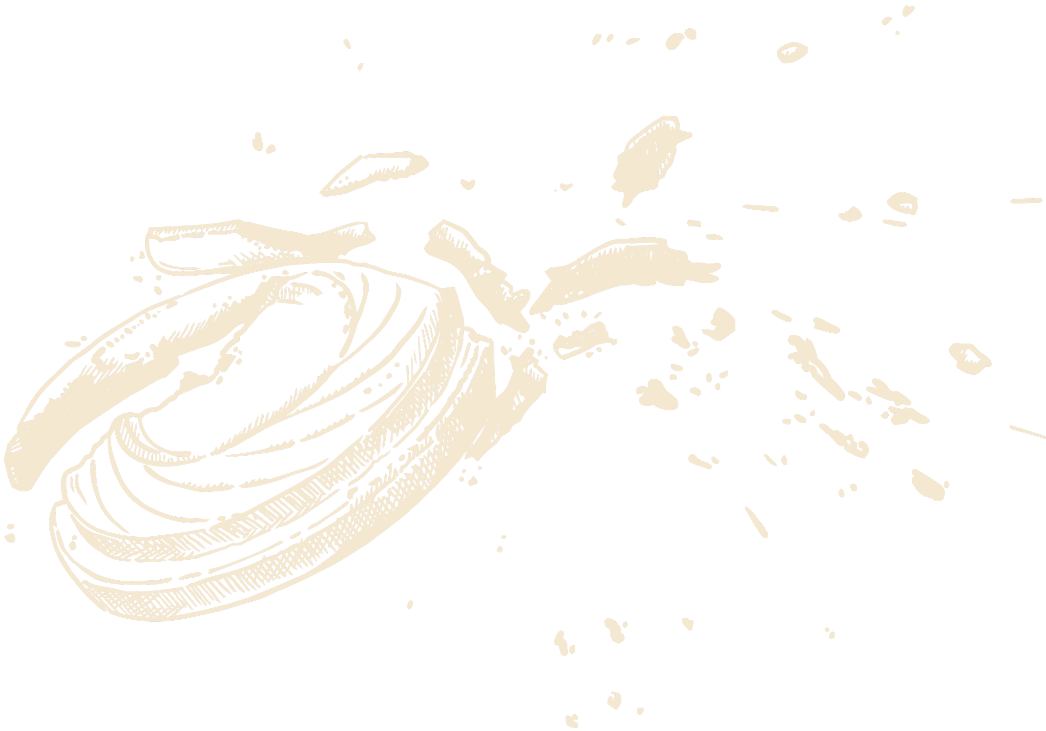 Illustration of a shotgun clay shattering in the air after a successful hit.
