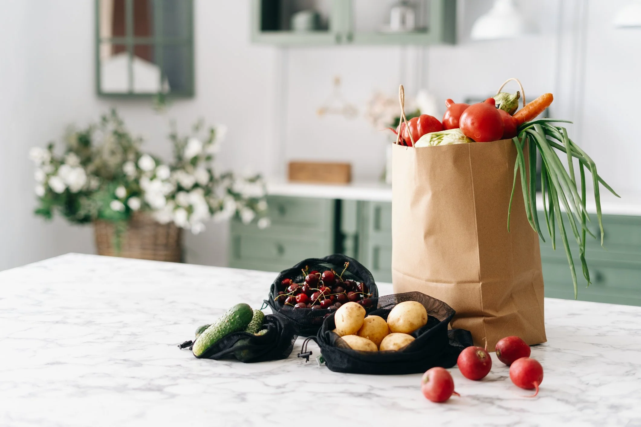 fresh produce and pantry staples for simple home cooking
