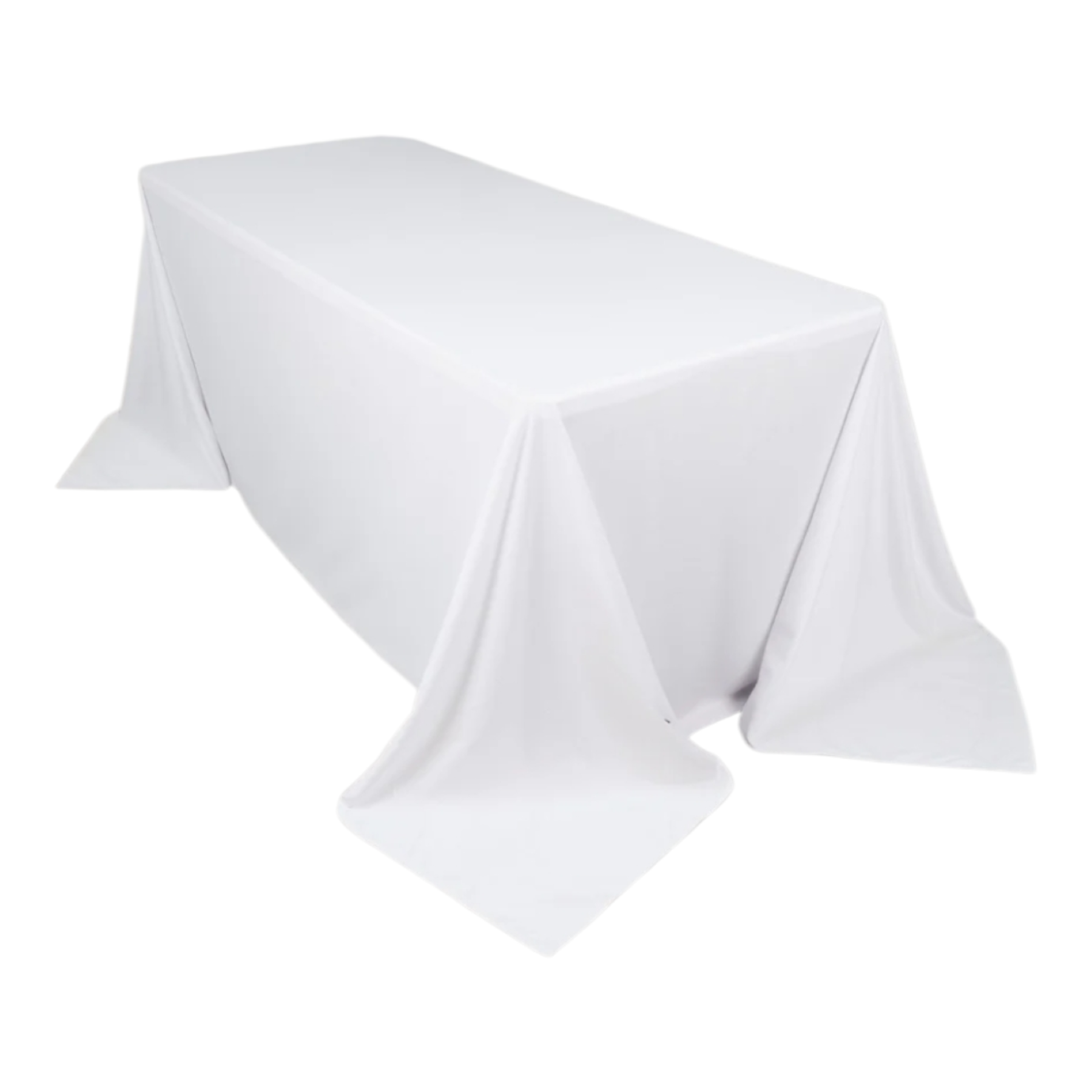 90x132 white rectangular tablecloth rental in Atlanta GA for weddings, banquets, and events