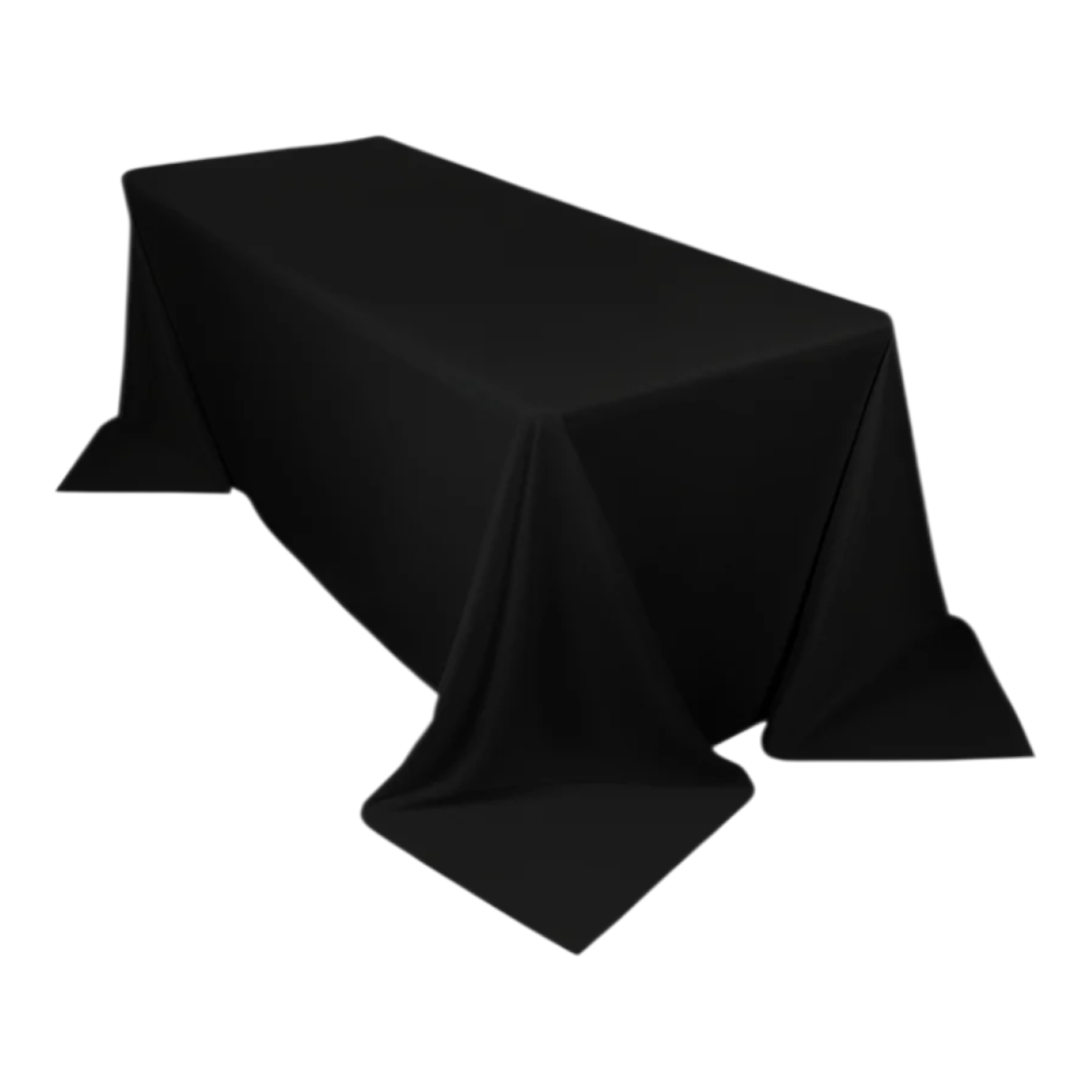 90x132 black rectangular tablecloth rental in Atlanta GA for corporate events and parties