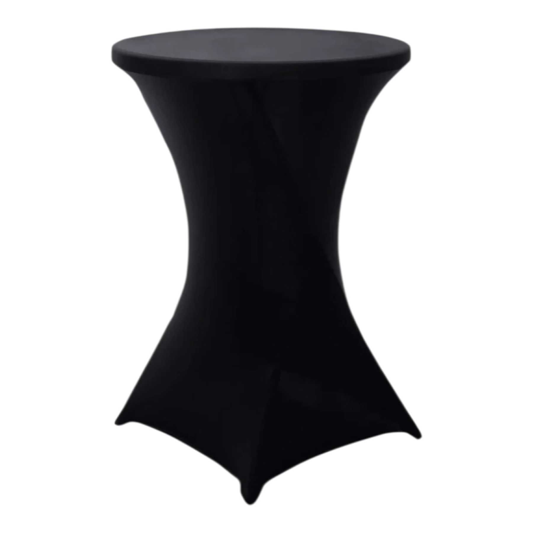 Black spandex cocktail table cover rental in Atlanta GA  for corporate events and parties