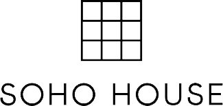 Logo with a 3x3 grid above the words 'SOHO HOUSE' in black text.