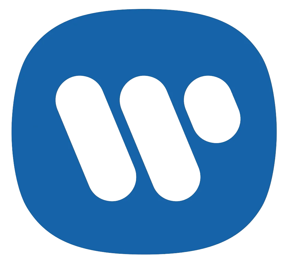 A logo with a blue circle background and black stylized letter 'W' in the center.