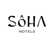 Soha Hotels logo in black and white