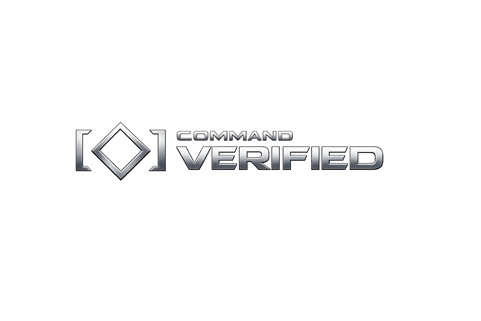 A video game logo for 'Command & Verified' with a futuristic background featuring neon lights and digital effects.