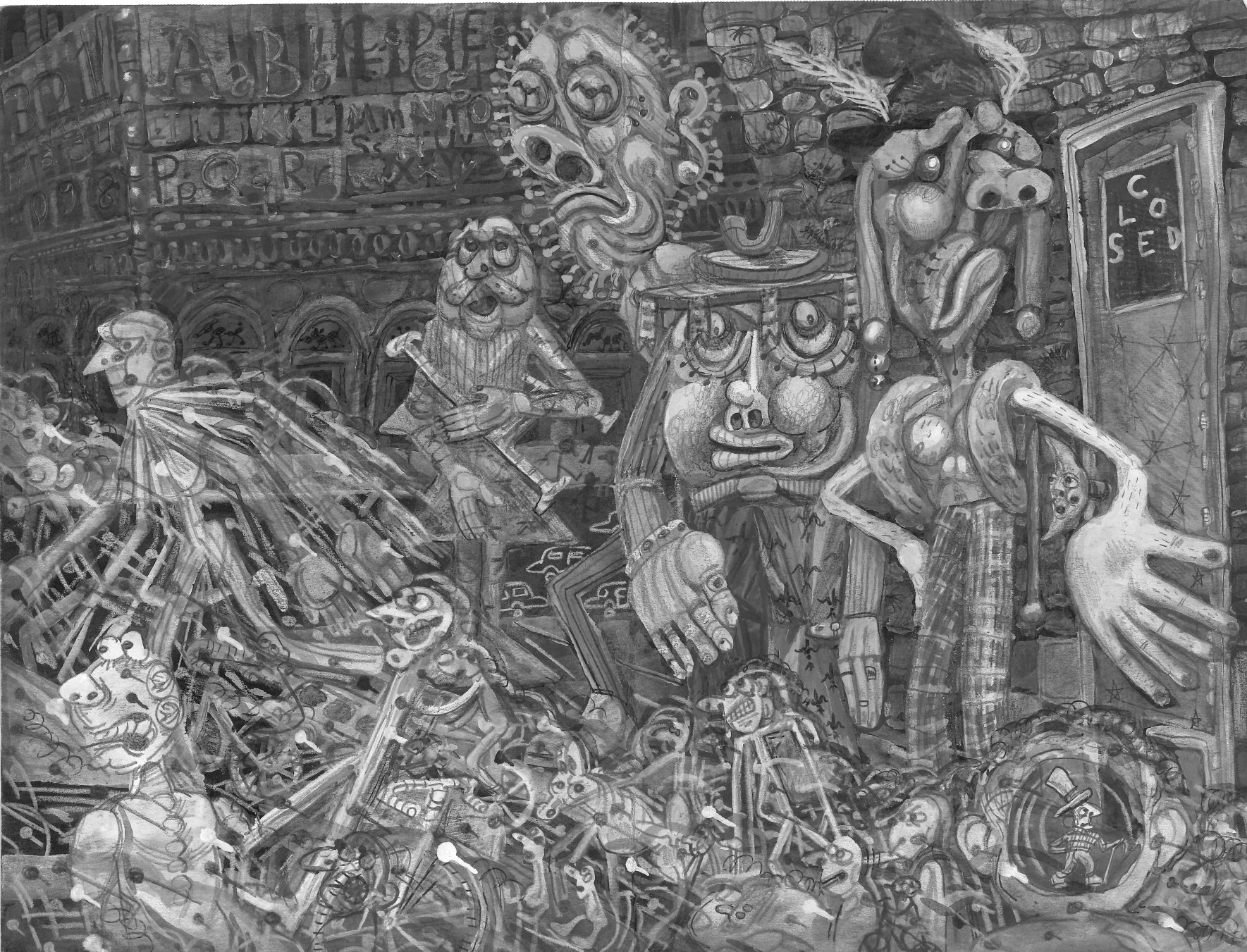 Four Fashionable Men in the City, 12" x 9", 2025