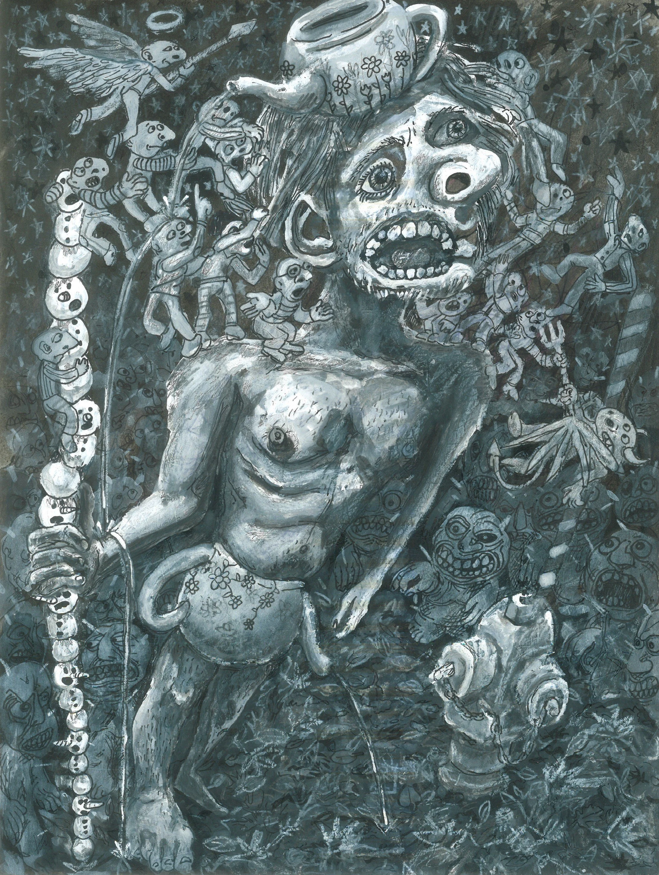 What if My Lot in Life is Just a Little? (The Debutante Scholar), mixed media on paper, 9" x 12", 2026