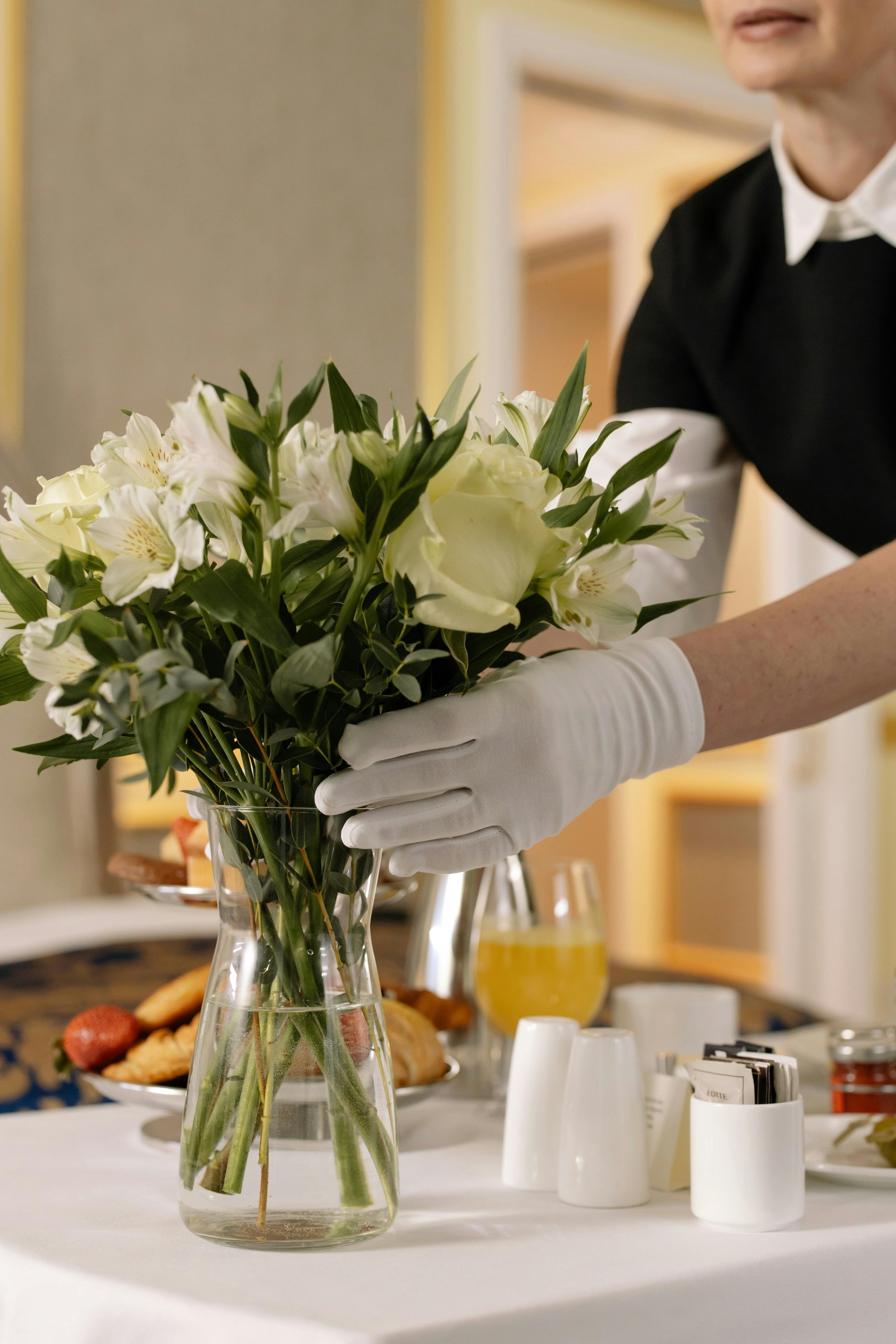 flowers placed by staff at hotel on table Clearwater beach