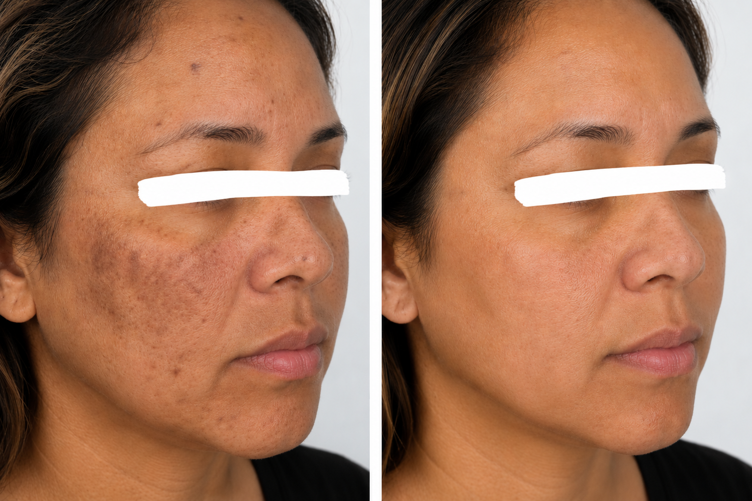 Before and after hyperpigmentation melasma treatment — Laevo prescription