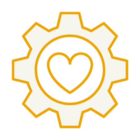 Gear with a heart inside in the center.