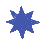 Blue star-shaped object with a textured surface