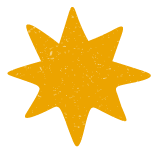 A yellow star-shaped object with multiple points