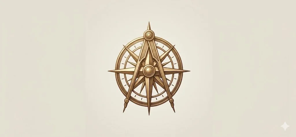 A vintage styled metal compass with detailed directional markings.