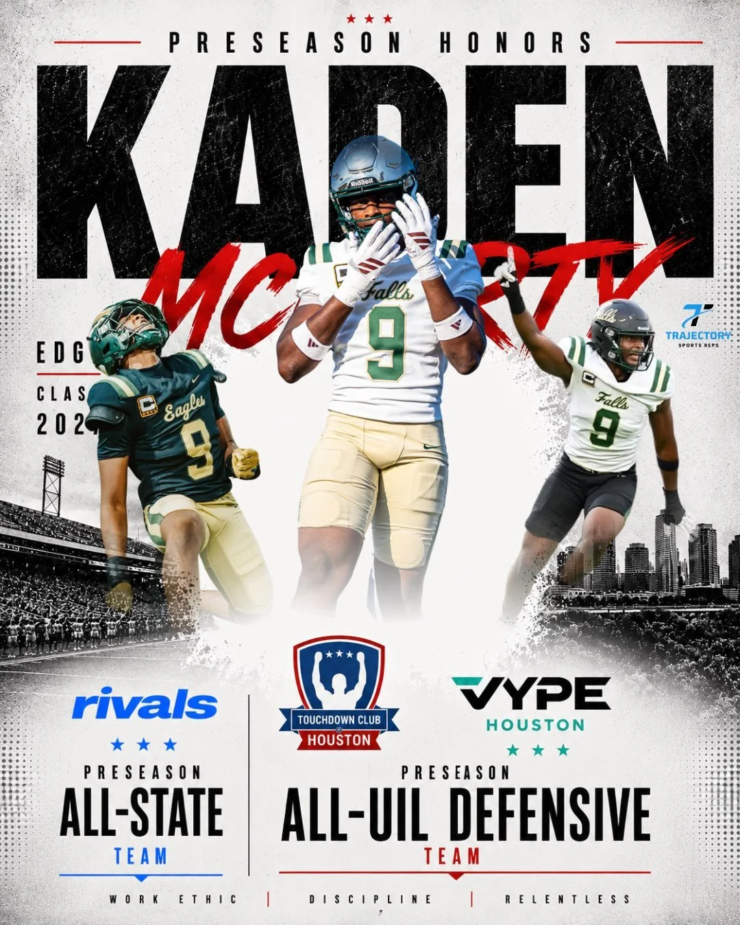 Congrats to our guy KADEN MCCARTY on being named to Rivals Texas Preseason All-State Team and the Houston Touchdown Club x VYPE Houston All-UIL Defensive Team!💪🙏
