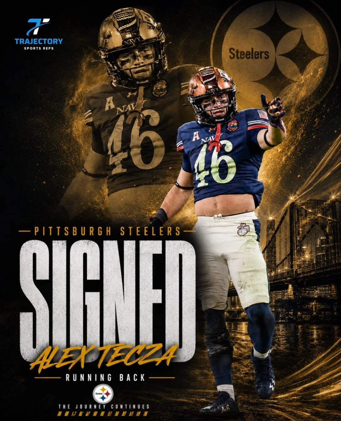 Congratulations to our guy ALEX TECZA on signing with the Pittsburgh Steelers! #HereWeGo⚫️🟡