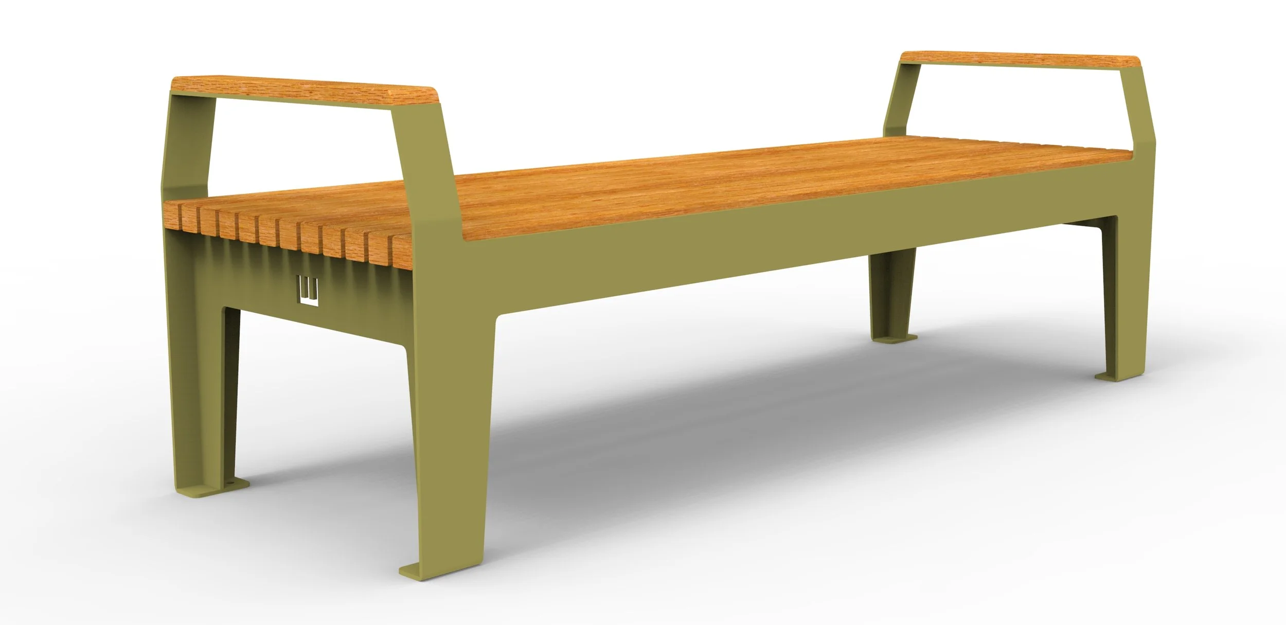 outdoor bench seat with green powder coat frame