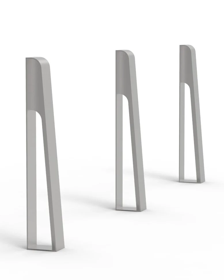 Three stainless steel bollards