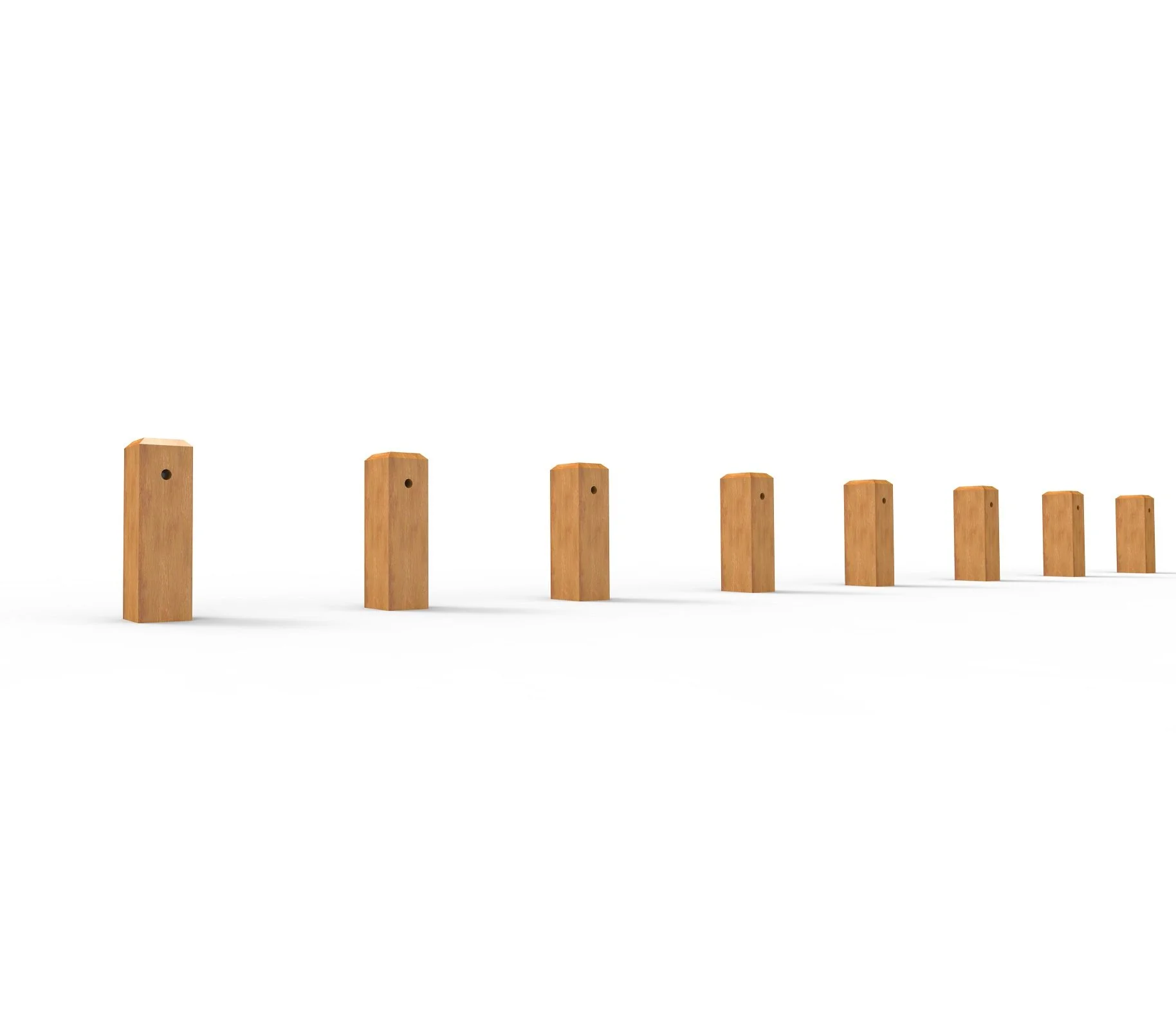 Wooden bollards for public spaces