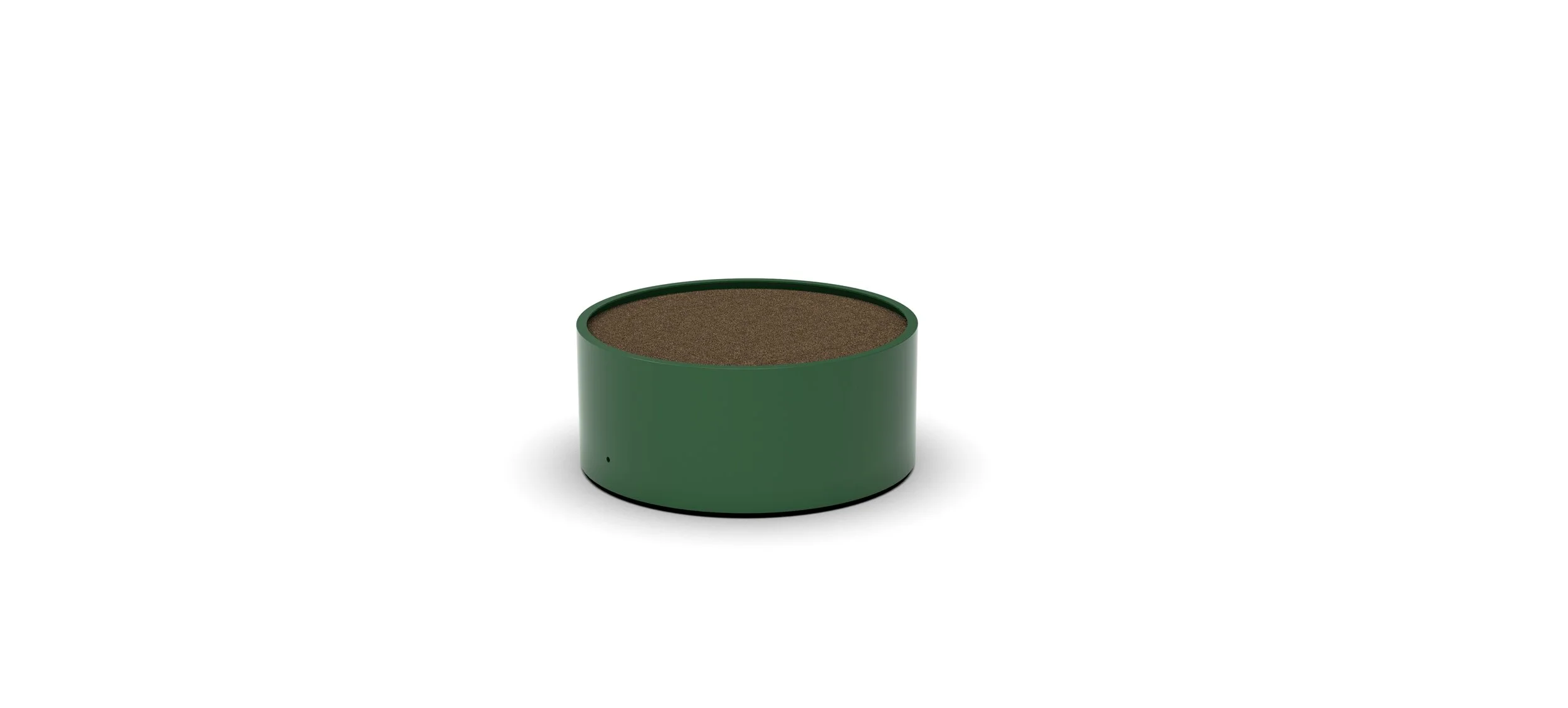 Green cylindrical planter for outdoor spaces