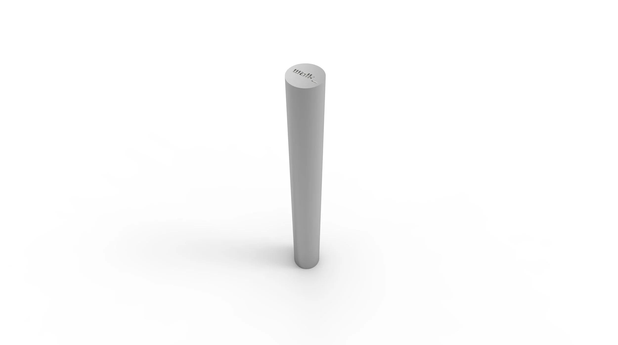 A gray cylindrical object with the word 'Walk' and a walking figure symbol on top, set against a plain white background.