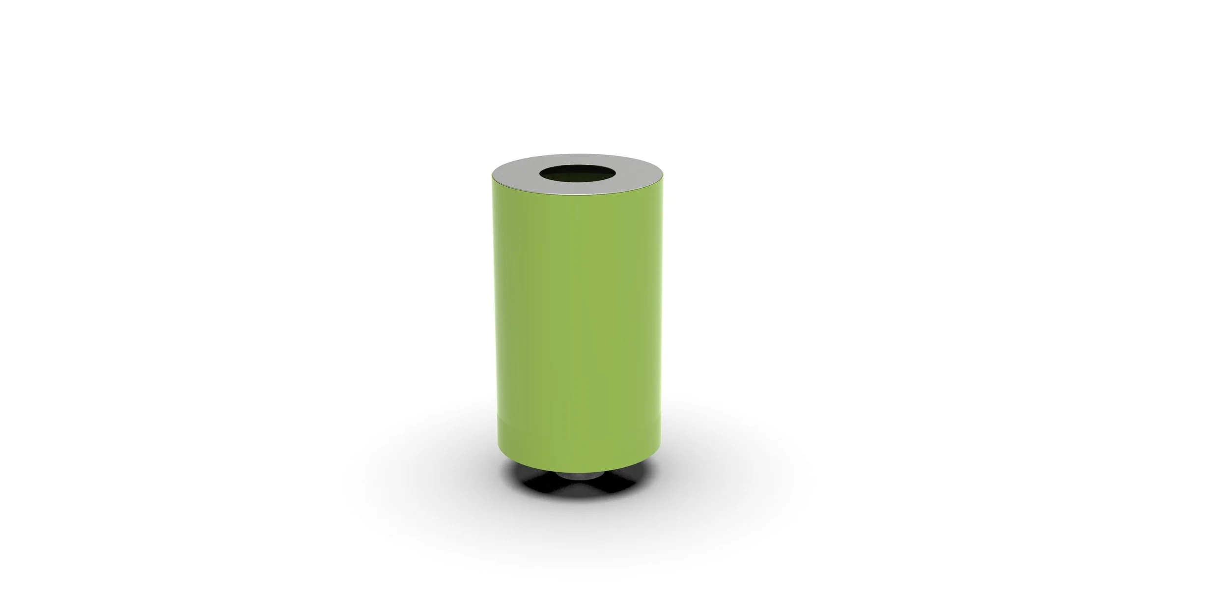 A lime green cylindrical air purifier with a black circular vent on the top, set against a white background.