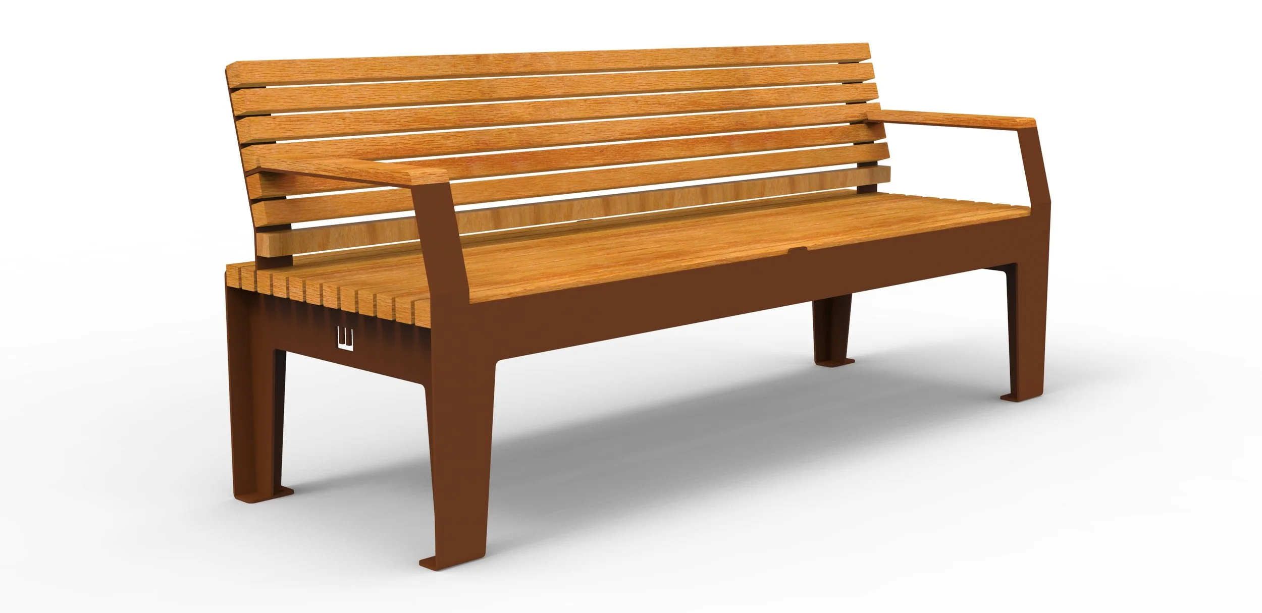 Outdoor seat with corten frame