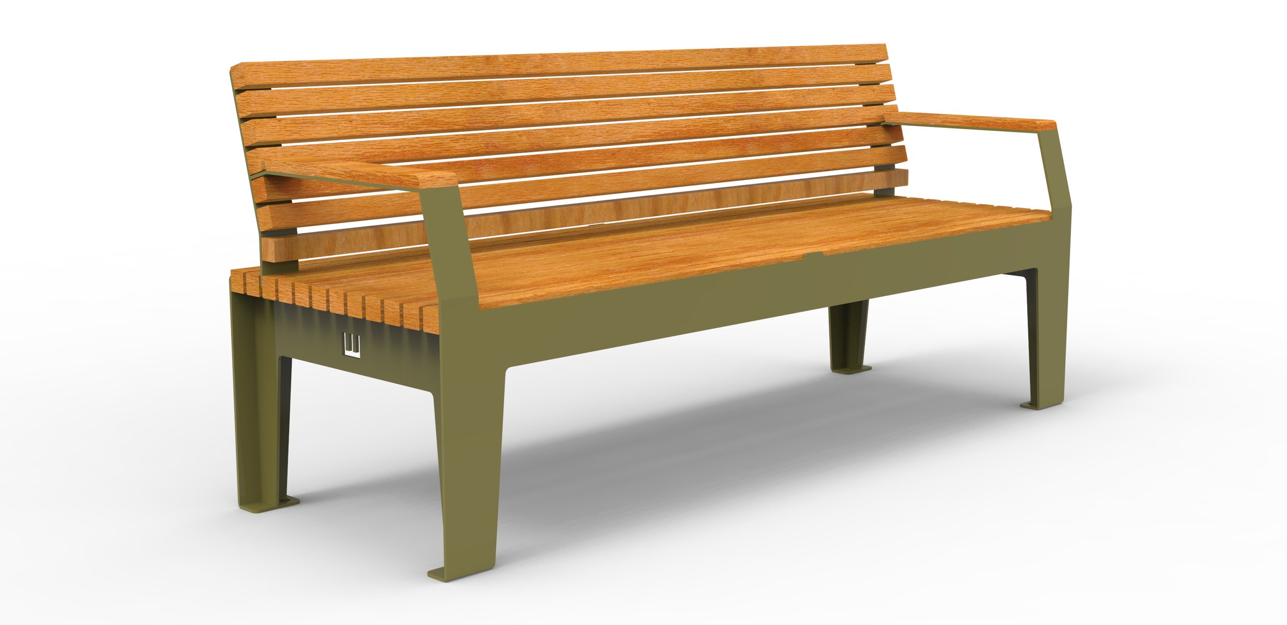Outdoor seat with powder coated frame