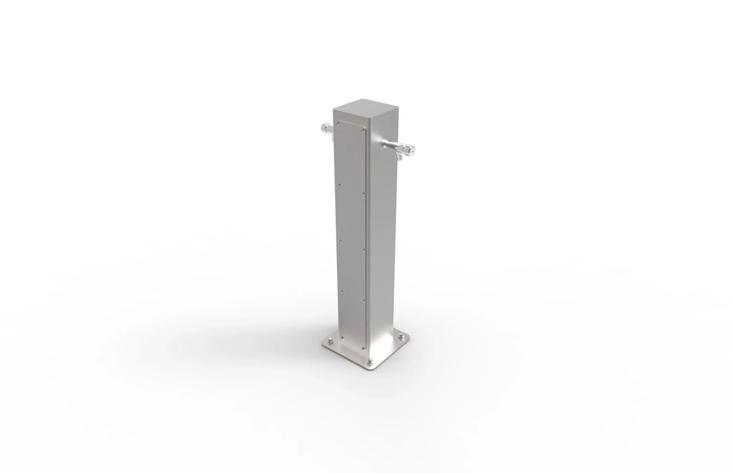 A steel drinking fountain for public spaces