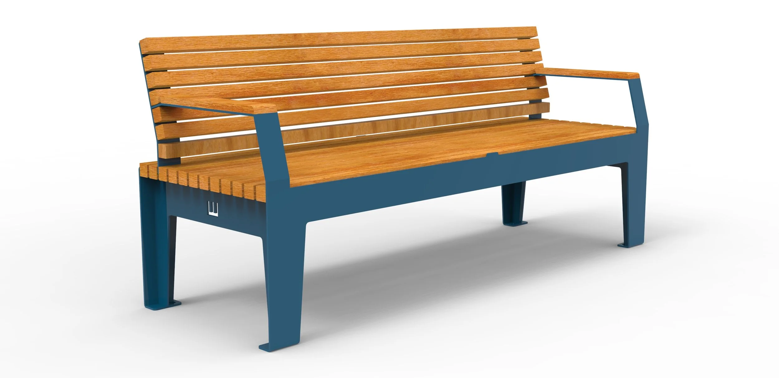 customized outdoor seat with timber and powder coated steel