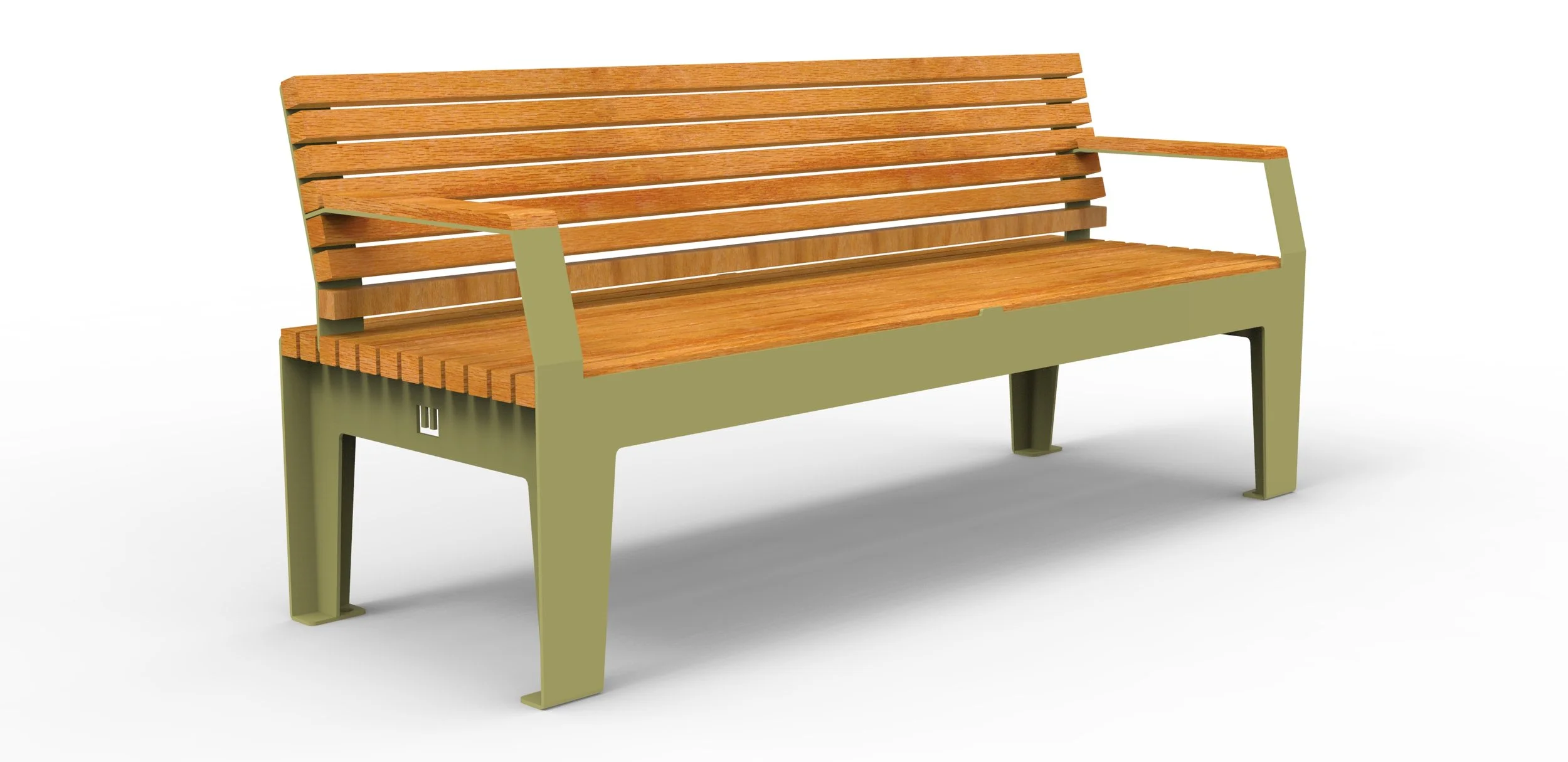 Timber and steel street seating