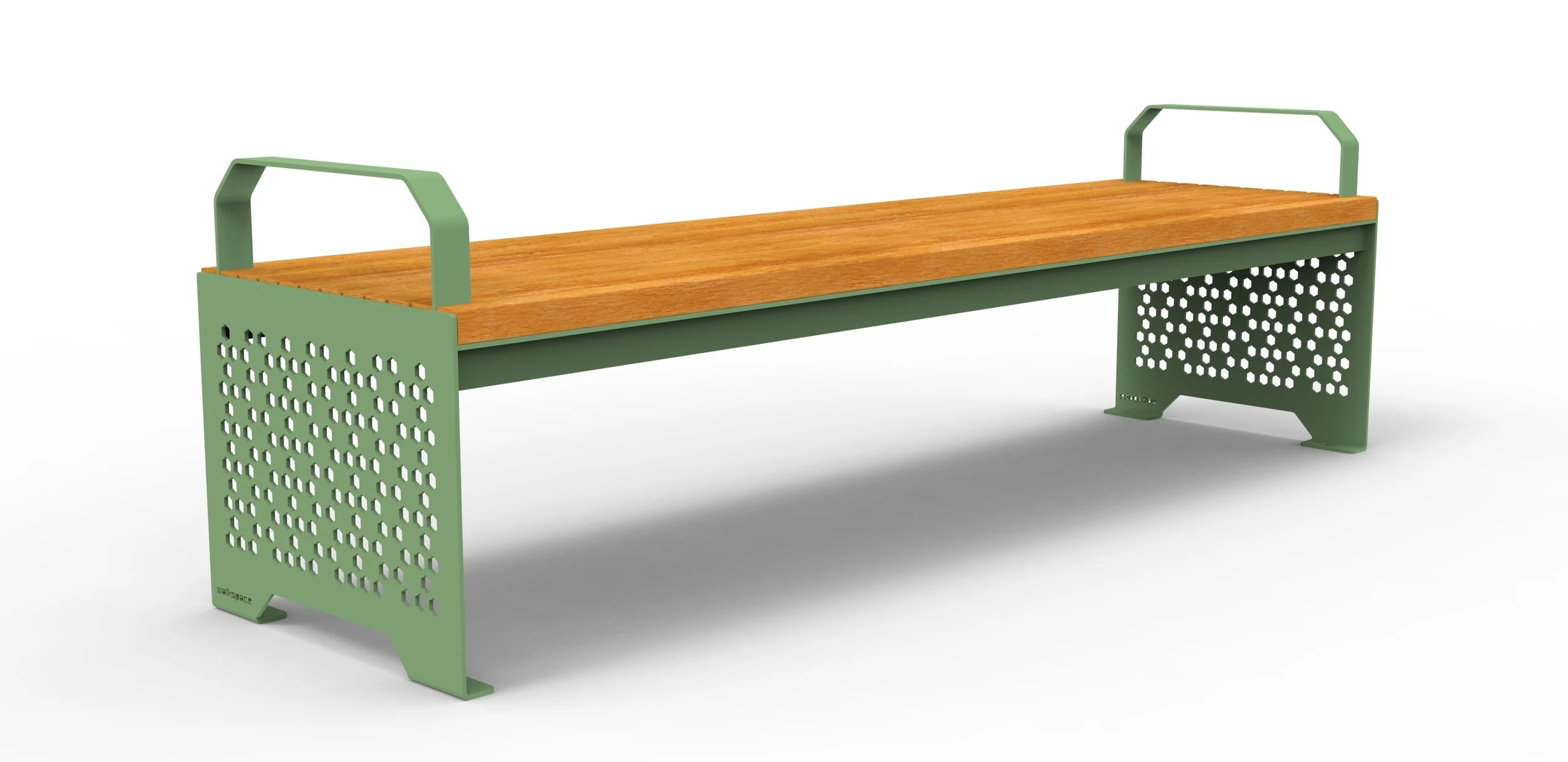 powder coat steel and timber bench seat