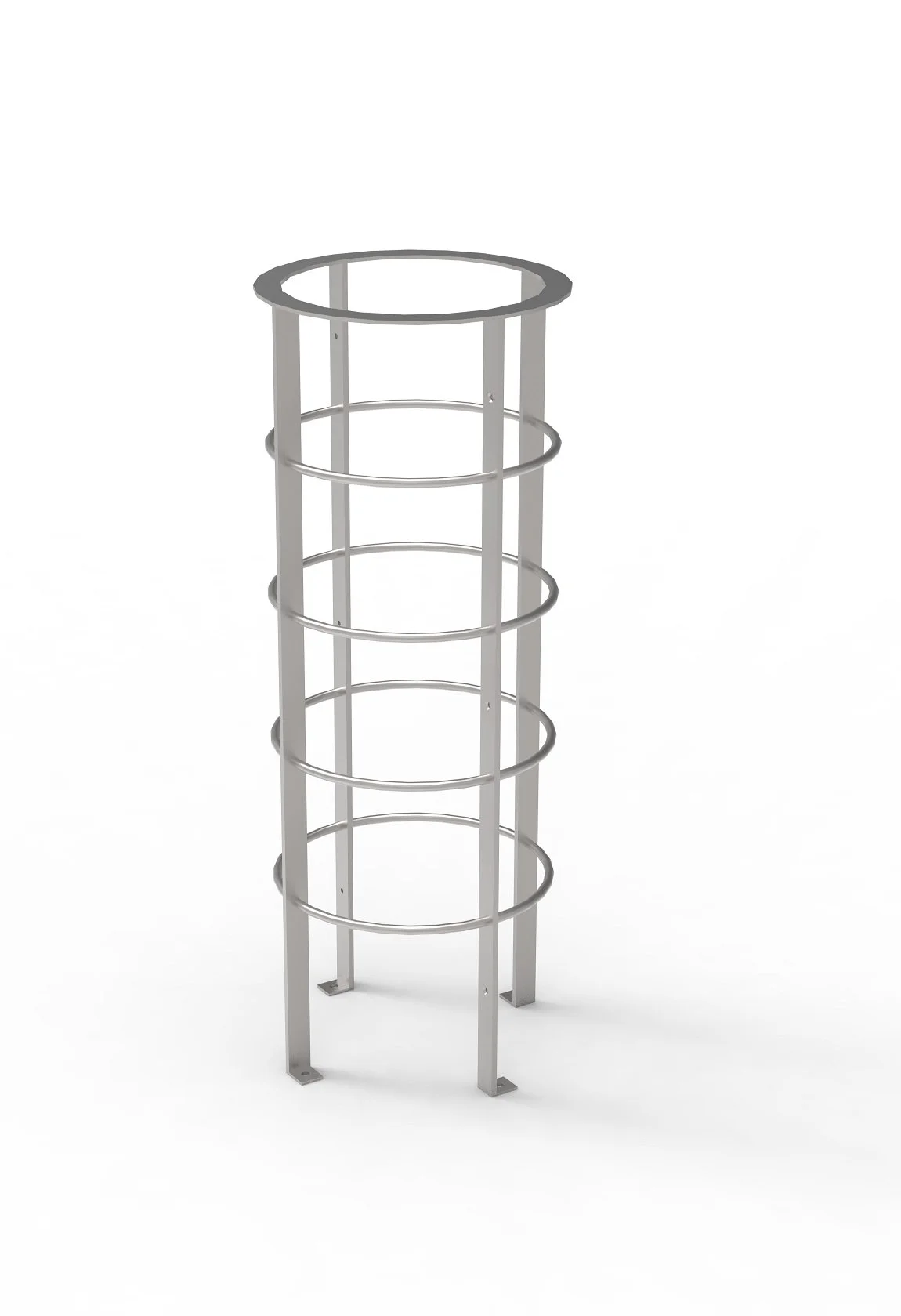 A tall metal tree grate for outdoor public spaces