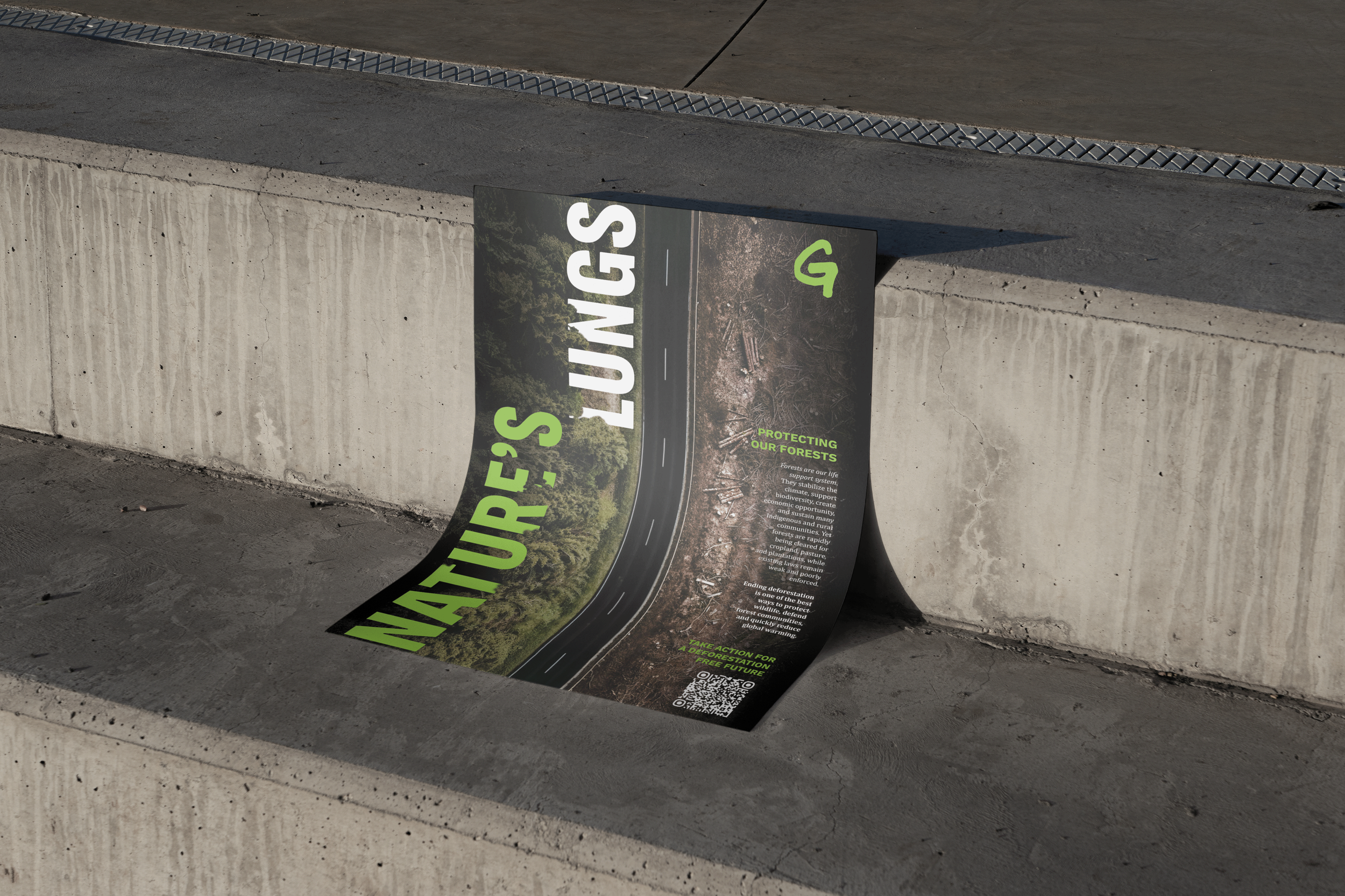 Free Poster on a Concrete Stairs Mockup.png