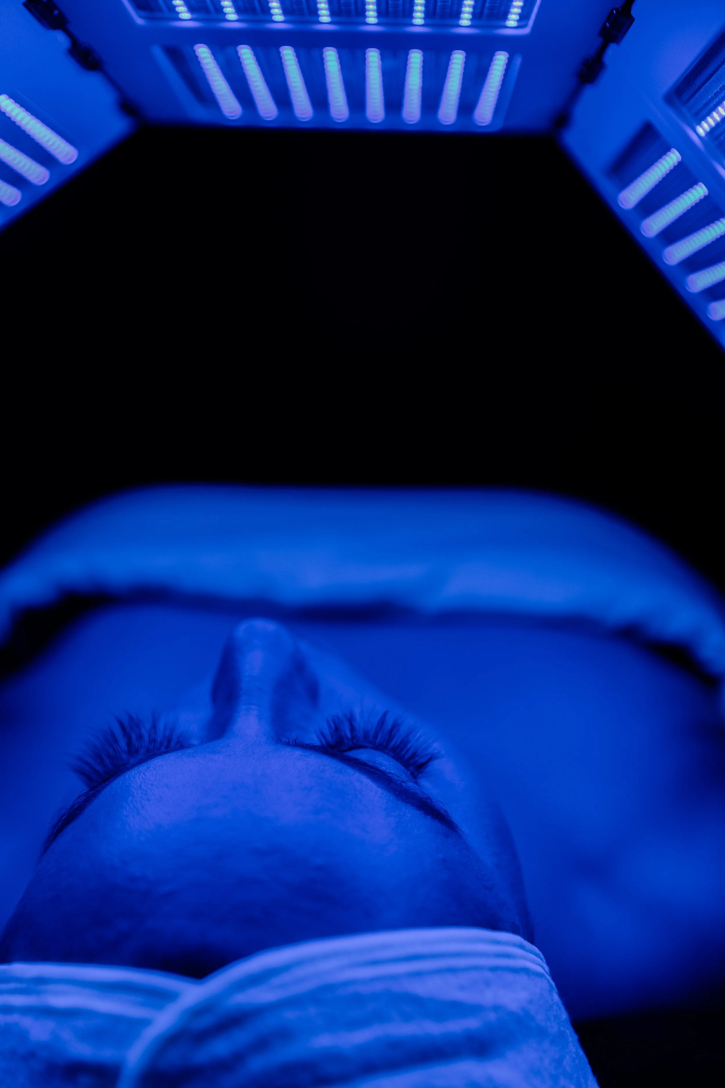 The Lightwave LED Therapy professional device set up for a facial treatment at a Scottsdale med spa.