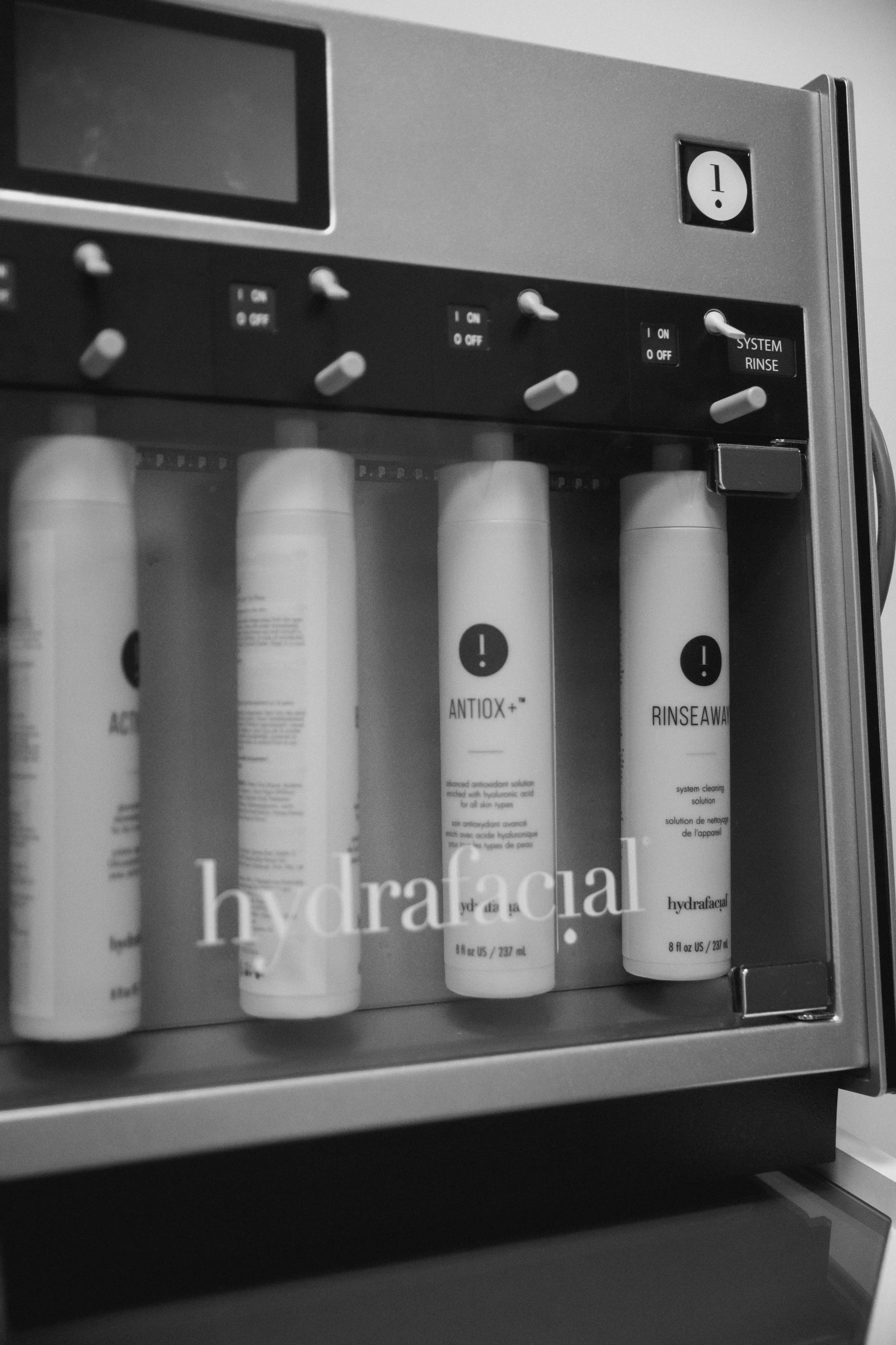 The HydraFacial medical-grade hydradermabrasion machine set up in a treatment room at a Scottsdale med spa.