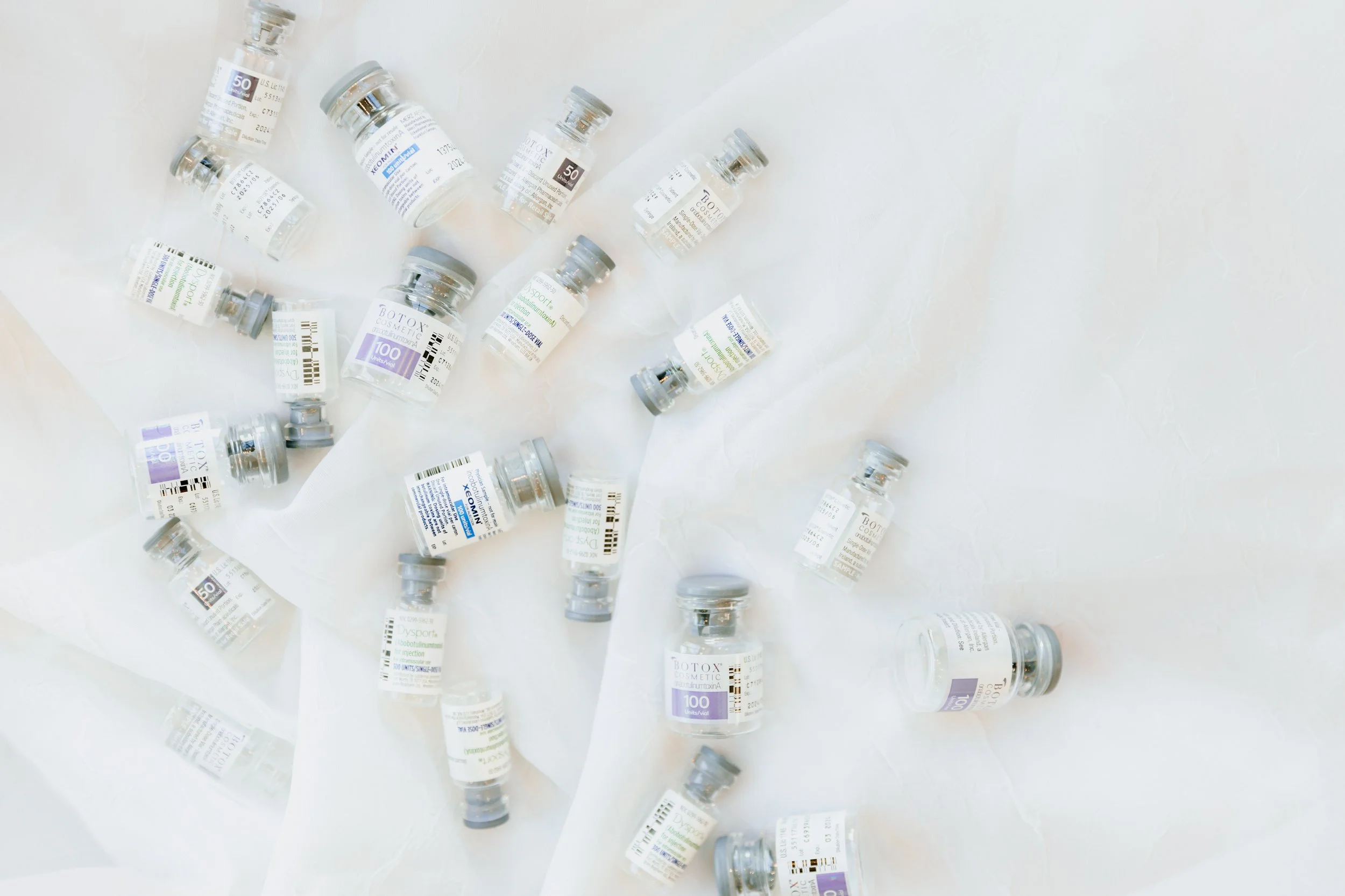 Botox and Xeomin vials used in patient treatments at a Scottsdale Med Spa.