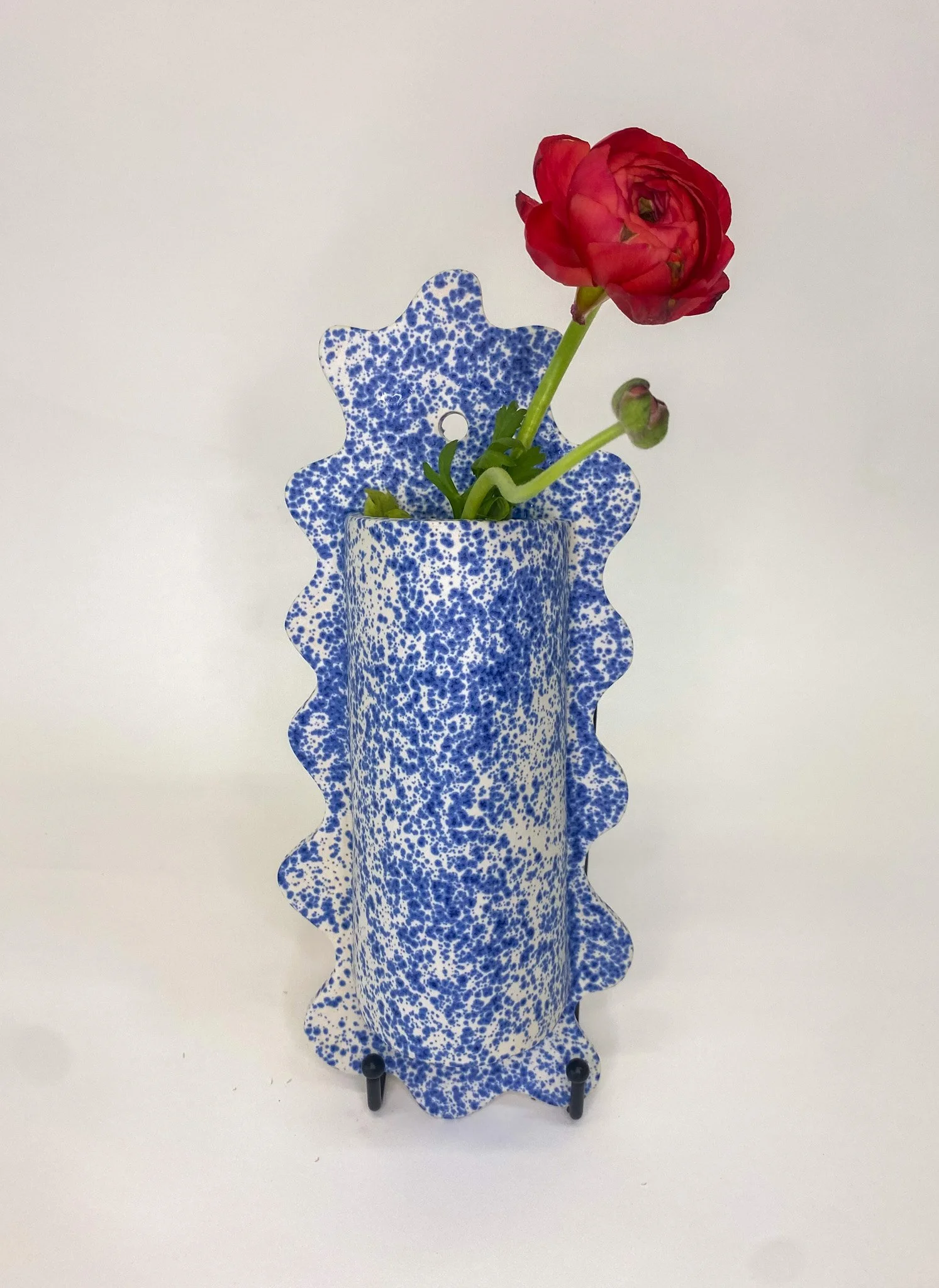 Blue Speckled Wall Vase