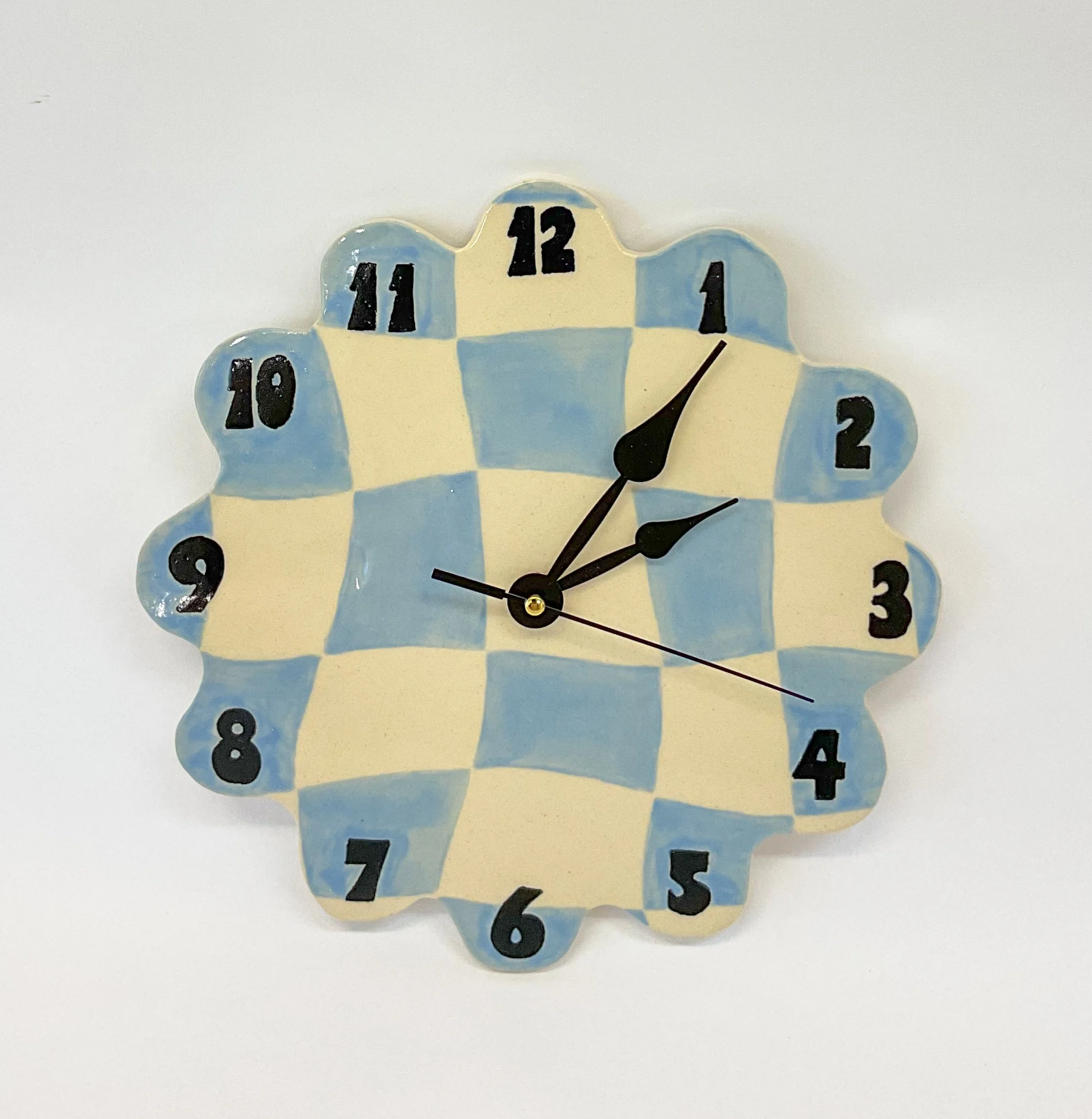 Blue & White Checked Clock