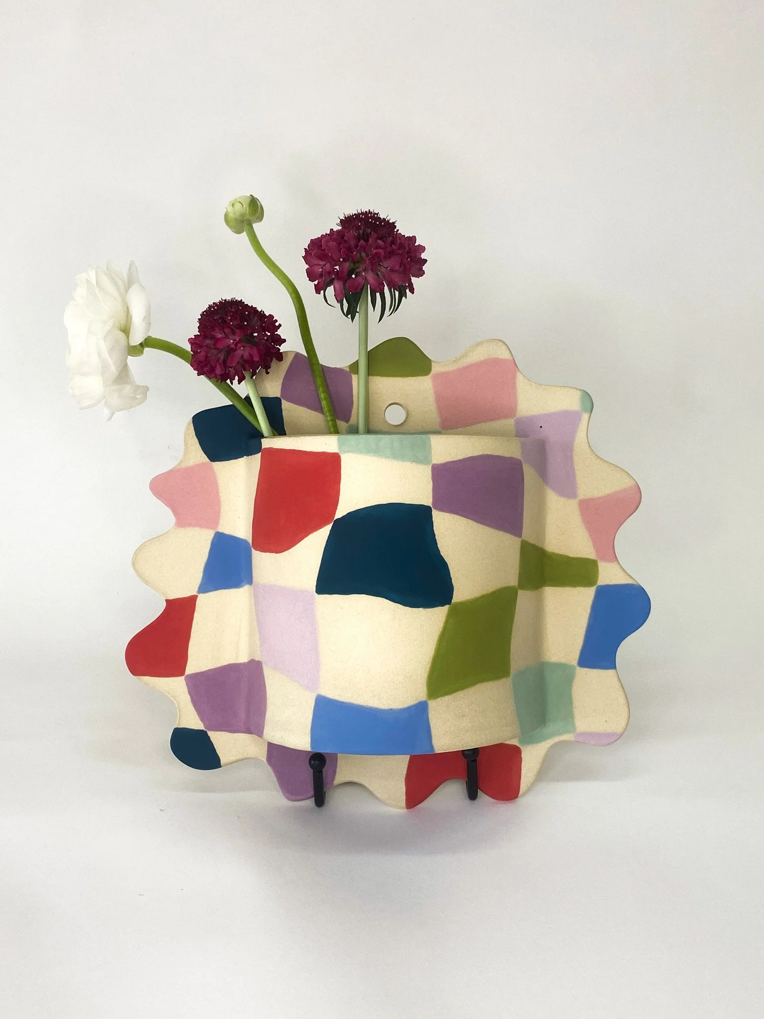 Funky Checkered Wall Vase
