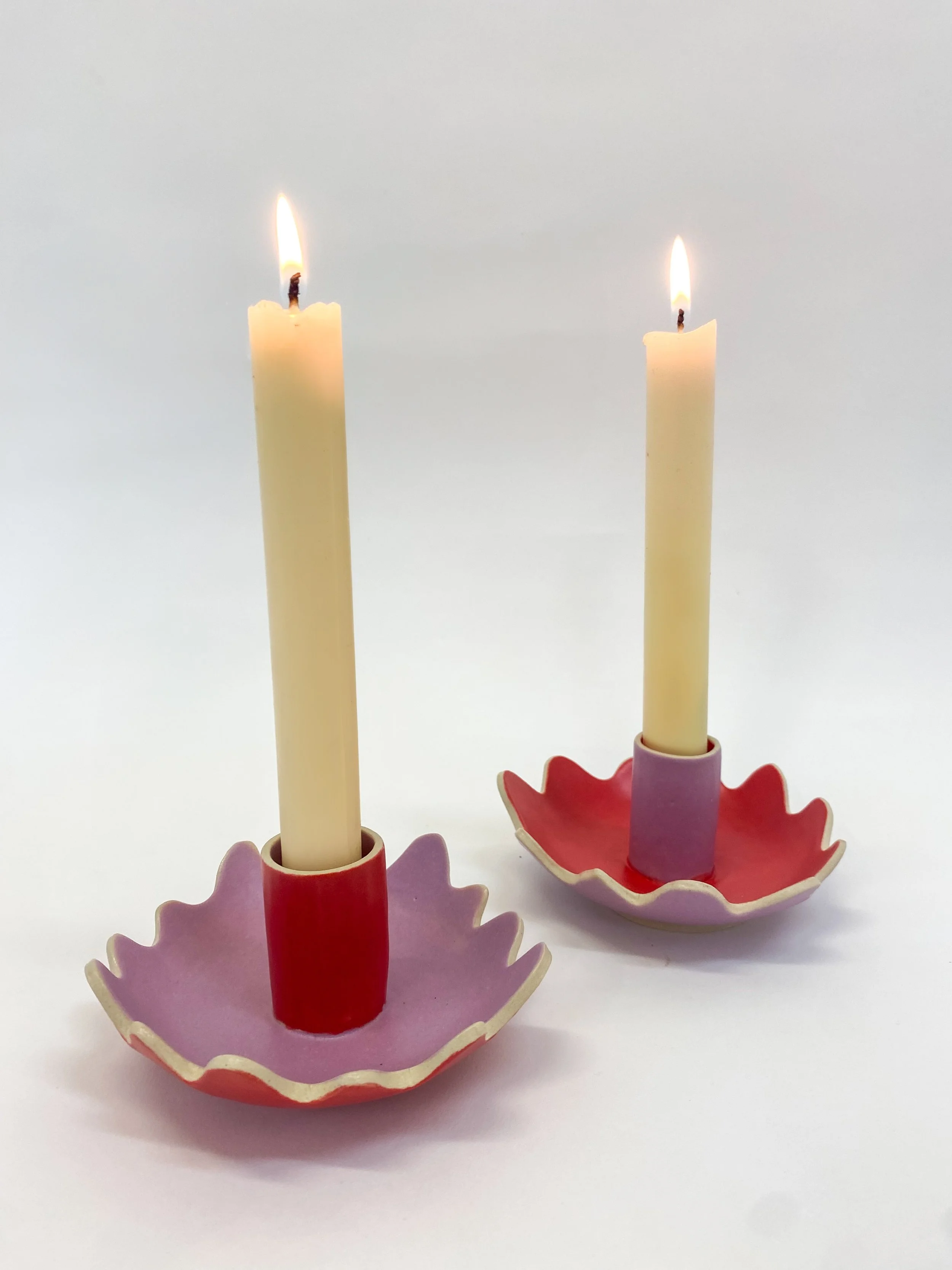 Red & Purple Taper Candle Holder
