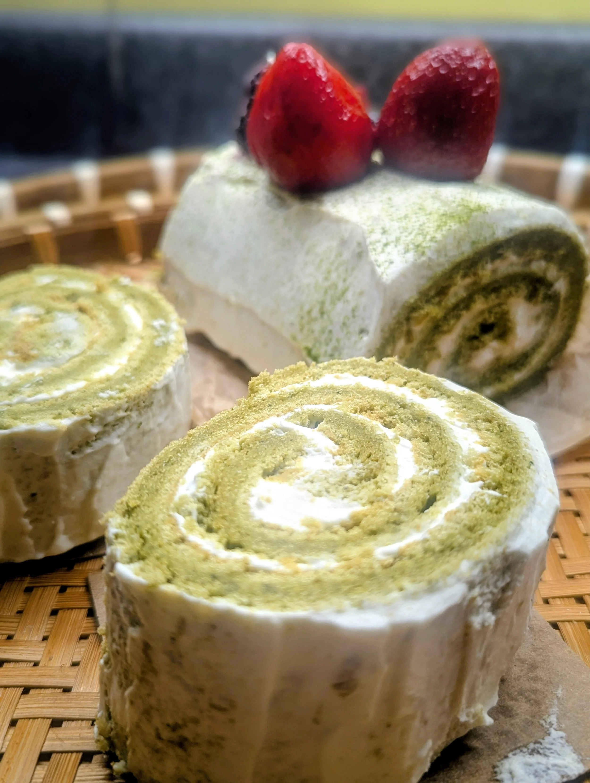 Matcha and Yuzu Cream Swiss Roll